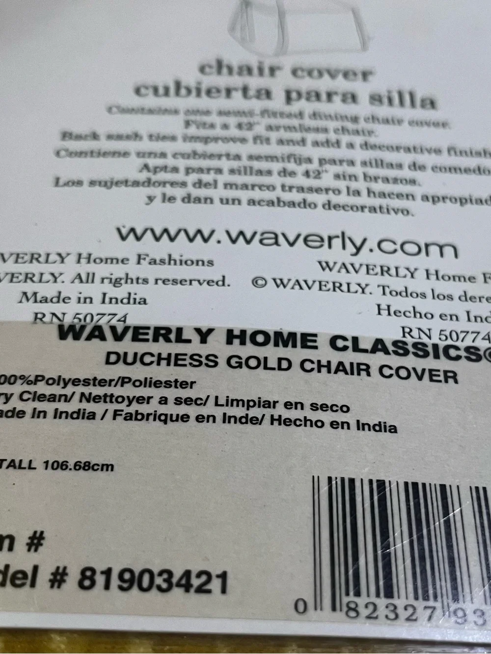 Waverly Home Classics Duchess Gold Velvet-Textured Dining Chair Cover